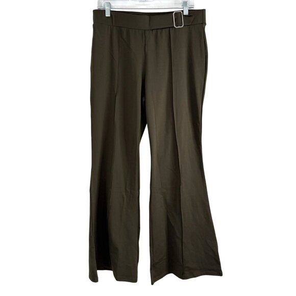 HALARA Pants - Halara Womens High-Waisted Flare Pants With Belt Olive Green Size L NEW